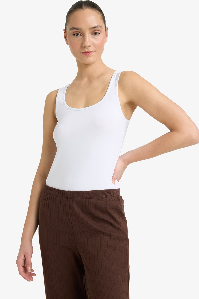 DeFacto White Woman Regular Fit Cotton Tank Top Casual - Image 3